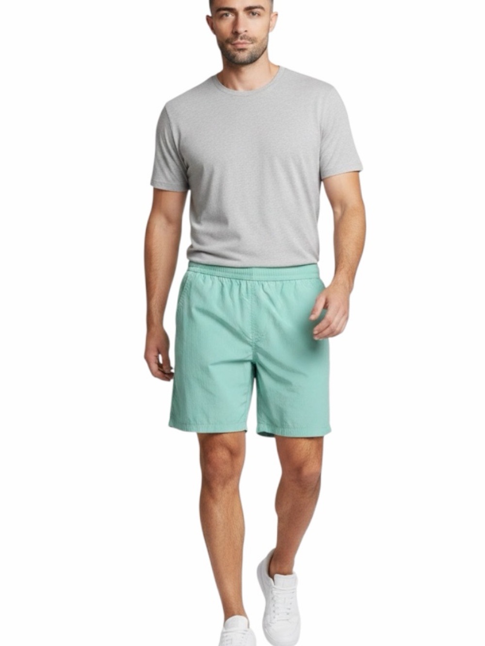 Original Use Men's Mint Green Nylon Elastic Waist Swim Trunks Shorts Size 46 XXL
